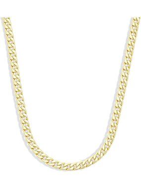 Unisex Yellow Gold 7mm Flat Curb Chain Necklace Plated Chunky Link Jewelry